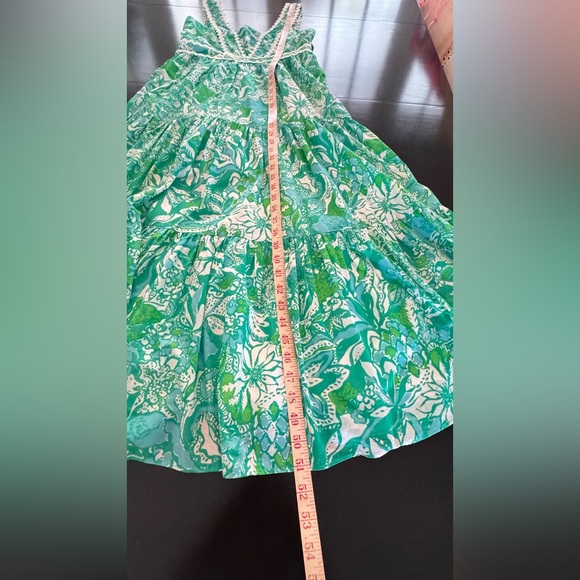 Lilly Pulitzer Pollie Cotton Midi Dress in Botanical Green Safari Print. - Picture 6 of 13